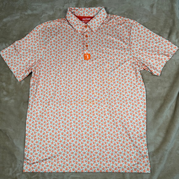 Bogey Bros Golf Co Other - Bogey Bros Peach Tooty Frooty Golf Polo Shirt Mens Medium Orange White Fruit M